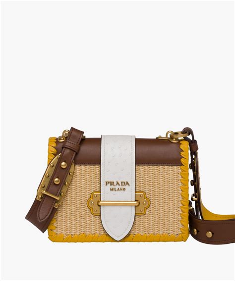 brand new prada cahier straw bag|Prada leather cahier bag.